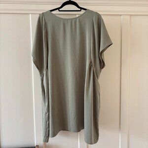 Twee Minimalist Grade & Gather Olive Green Oversized Dress with Pockets MEDIUM